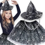 STRÓJ WIEDŻMA KOSTIUM ZESTAW 2W1 SPÓDNICZKA OPASKA HALLOWEEN