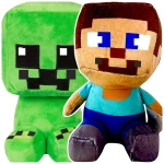MINECRAFT WODNY ŚWIAT - ZESTAW PLUSZOWYCH MASKOTEK 2w1 JEŻDŻACY STEVE CREEPER