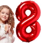 BALON FOLIOWY CYFRA 8 CZERWONY NA URODZINY IMPREZĘ JUBILEUSZ 100cm