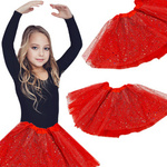 Tiulowa Spódniczka Czerwona Brokatowa 30cm