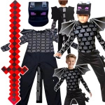 MINECRAFT Strój dla chłopca Smok Enderu rozmiar M (120-130) + miecz