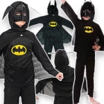BATMAN KOSTIUM DLA CHŁOPCA PELERYNA MASKA 4w1 STRÓJ NA IMPREZĘ roz 98-110