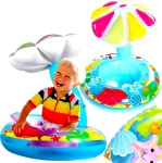 DMUCHANE KOŁO DO PŁYWANIA SIEDZISKO Z DASZKIEM MATERAC DLA NAJMŁODSZYCH