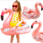 JEDNOROŻEC KOŁO KÓŁKO DO PŁYWANIA DZIECI FLAMING Z BROKATEM XL UCHWYTY PTAK