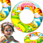DMUCHANE KÓŁKO DO PŁYWANIA DLA DZIECI KOLOROWE TĘCZA TĘCZOWE NA BASEN KOŁO