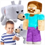 MINECRAFT - ZESTAW PLUSZOWYCH MASKOTEK 2w1 STEVE PIES DENIS