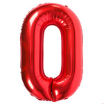 BALON FOLIOWY CYFRA 0 ZERO CZERWONY URODZINOWY NA URODZINY JUBILEUSZ 45cm