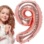 BALON FOLIOWY CYFRA 9 RÓŻOWE ZŁOTO NA URODZINY IMPREZĘ JUBILEUSZ 80cm
