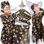 STRÓJ DLA DZIEWCZYNKI NA HALLOWEEN NA BAL PELERYNA KAPELUSZ SUKIENKA 2w1 L