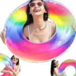 DMUCHANE KOŁO DO PŁYWANIA KOLOROWE TĘCZOWE TĘCZA KÓŁKO NA BASEN PLAŻOWE XL