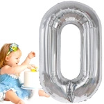 BALON FOLIOWY CYFRA 0 ZERO SREBRNY URODZINOWY NA URODZINY JUBILEUSZ 40cm