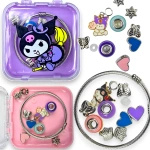 ZESTAW BIŻUTERII KUROMI BRANSOLETKA Z 9 ZAWIESZKAMI KREATYWNY PREZENT