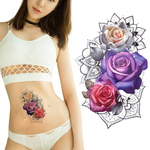 DUŻY TATUAŻ ZMYWALNY BEZPIECZNY TYMCZASOWY WODNY 19CM MOTYW KOLOROWE RÓŻE