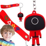 BRELOCZEK DO KLUCZY Z FILMU SQUID GAME STRAŻNIK KOŁO WISIOREK GUMOWY