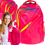 DUŻY PLECAK SZKOLNY MŁODZIEŻOWY RÓŻOWY TĘCZA DO SZKOŁY DLA DZIEWCZYNKI