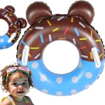 DMUCHANE KOŁO DO PŁYWANIA DLA DZIECI KOLOROWE PĄCZEK DONUT Z UCHWYTAMI 70cm