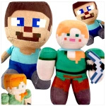 MINECRAFT WODNY ŚWIAT - ZESTAW PLUSZOWYCH MASKOTEK 2w1 JEŻDŻACY STEVE ALEX