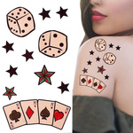 TATUAŻ ZMYWALNY TYMCZASOWY PRÓBNY JEDNORAZOWY MOTYW KARTY KOŚCI HAZARDZISTA