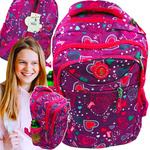 PLECAK SZKOLNY UNIWERSALNY DLA DZIEWCZYNKI SERCA 3-KOMOROWY DLA DZIECKA