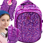 PLECAK SZKOLNY DLA DZIEWCZYNKI DLA DZIECI 3 KOMORY SERDUSZKA DO SZKOŁY