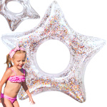 DMUCHANE KOŁO DO PŁYWANIA GWIAZDA Z BROKATEM 80 CM KOLOROWY BROKAT NA PLAŻĘ