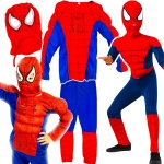 STRÓJ SPIDERMAN PRZEBRANIE DLA CHŁOPCA BAL 3w1 GRUBY MIĘŚNIE MASKA KOSTIUM
