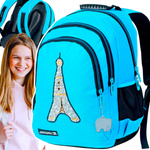 STARTER DUŻY PLECAK DO SZKOŁY 2 KOMORY MŁODZIEŻOWY MODNY WIEŻA EIFFLA