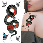 TATUAŻE ZMYWALNE TYMCZASOWE BEZPIECZNE ARKUSZ 21CM MOTYW WĄŻ MOTYLE KWIATY