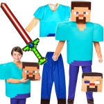 MINECRAFT Strój dla chłopca STEVE / kostium na bal rozmiar M 120-130 cm
