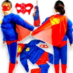 STRÓJ SUPERMAN PRZEBRANIE DLA CHŁOPCA BAL 3w1 GRUBY MIĘŚNIE MASKA KOSTIUM