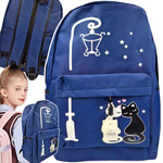 PLECAK SZKOLNY POJEMNY KOTKI SŁODKIE KOTY DUŻA KOMORA WYCIECZKOWY STYLOWY