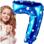 BALON FOLIOWY CYFRA 7 NIEBIESKI W GWIAZDKI NA URODZINY DLA DZIECI 100cm