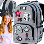 STARTER PLECAK DO SZKOŁY 2 KOMORY DLA MŁODZIEŻY MODNY Z NASZYWKAMI