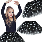 Tiulowa Spódniczka Czarna w Kropki 32cm