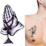 DUŻY TATUAŻ ZMYWALNY TYMCZASOWY MOTYW MODLITWA OKO OPATRZNOŚCI NA IMPREZĘ