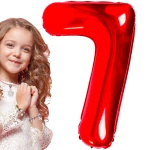 BALON FOLIOWY CYFRA 7 CZERWONY NA URODZINY IMPREZĘ JUBILEUSZ 100cm