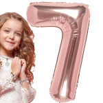 BALON FOLIOWY CYFRA 7 RÓŻOWE ZŁOTO NA URODZINY IMPREZĘ JUBILEUSZ 100cm