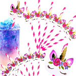 SŁOMKI PAPIEROWE RURKI DO NAPOJÓW JEDNOROŻEC 6 szt JEDNORAZOWE EKOLOGICZNE