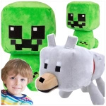 MINECRAFT - ZESTAW PLUSZOWYCH MASKOTEK 2w1 CREEPER PIES DENIS