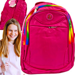 DUŻY PLECAK SZKOLNY MŁODZIEŻOWY RÓŻOWY KOLORY TĘCZY DLA DZIECI DO SZKOŁY