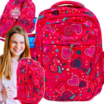 PLECAK SZKOLNY 3 KOMOROWY DLA DZIECKA SERDUSZKA DLA DZIEWCZYNKI MŁODZIEŻOWY