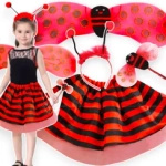 STRÓJ DLA DZIECI BIEDRONKA NA BAL SPÓDNICZKA SKRZYDEŁKA PRZEBRANIE 4w1