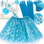 Kostium Dla Dziewczynki Elsa 4w1 Spódcznika + Rękawiczka + Akcesoria