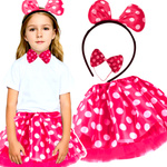 STRÓJ DLA DZIEWCZYNKI MYSZKA MINNIE KOSTIUM OPASKA MUCHA SPÓDNICZKA 3w1