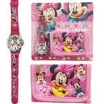 ZEGAREK DLA DZIEWCZYNKI MYSZKA MINNIE KLASYCZNY PORTFEL PORTFELIK ZESTAW