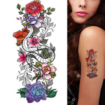 TATUAŻ ZMYWALNY TYMCZASOWY WODNY BEZPIECZNY 21cm MOTYW KOLOROWE KWIATY