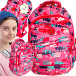 MODNY PLECAK SZKOLNY DLA DZIEWCZYNKI 3 KOMOROWY MOTYW OWIECZKI  26 LITRÓW