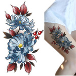 TATUAŻ ZMYWALNY 21cm BEZPIECZNY TYMCZASOWY - MOTYW KOLOROWE KWIATY ROŚLINY