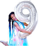 BALON FOLIOWY CYFRA 9 SREBRNY NA URODZINY IMPREZĘ JUBILEUSZ 80cm