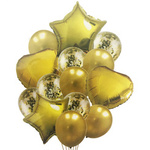 ZESTAW BALONÓW 14el ZŁOTE BALONY KONFETI URODZINY